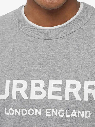 Shop Burberry Logo Print Cotton Sweatshirt In Pale Grey Melange