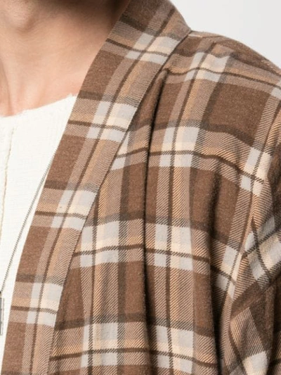 Shop Fear Of God Plaid Wrap Coat In Brown