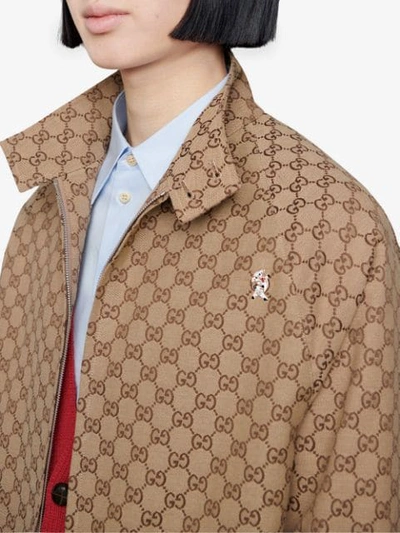 Shop Gucci Bomber In Gg Fabric In Neutrals