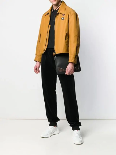 Shop Fendi Contrasting Collar Polo Shirt In Black