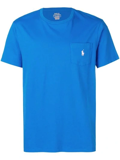 Shop Polo Ralph Lauren Embroidered Logo T-shirt In Blue