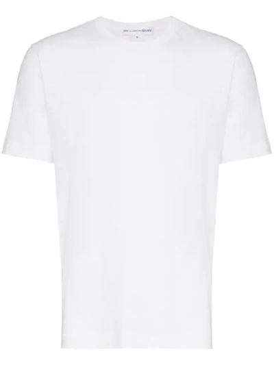 Shop Comme Des Garçons Shirt Logo Print Crew Neck Cotton T-shirt In White