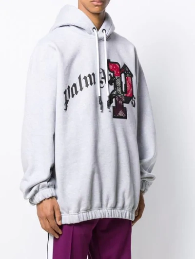 Shop Palm Angels Oversized Logo Hoodie In Grey