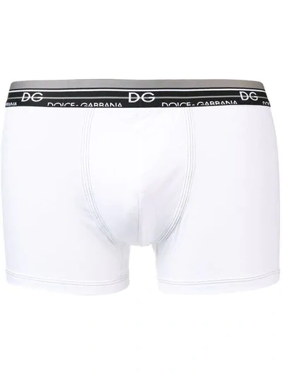 Shop Dolce & Gabbana Fitted Boxers In W0800 Bianco Ottico