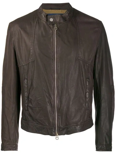 Shop Drome Zip-up Leather Jacket In Brown
