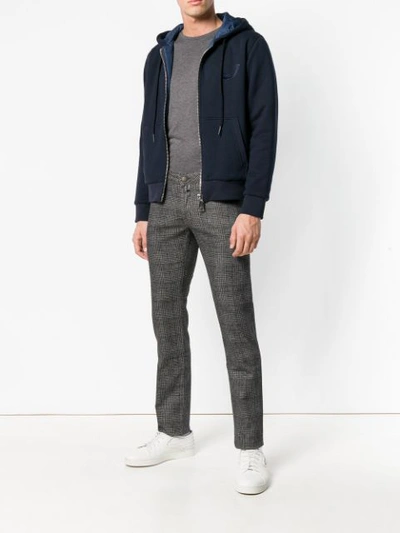 Shop Jacob Cohen Checked Slim Trousers - Grey