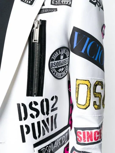 Shop Dsquared2 Sakko Mit Durchgehendem Print In White