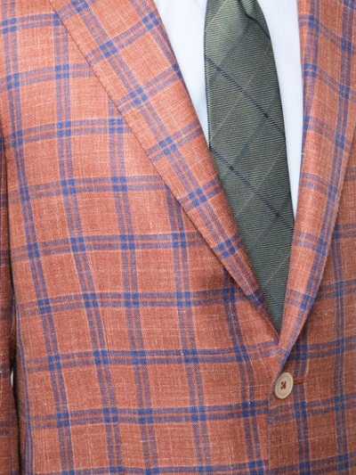 ISAIA TARTAN PATTERN BLAZER - 橘色