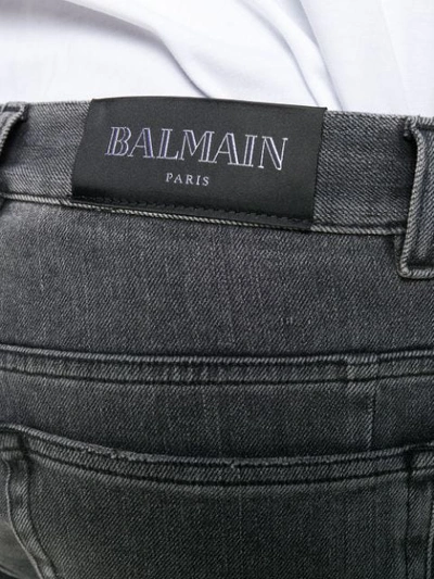 Shop Balmain Washed Effect Skinny Jeans In Black