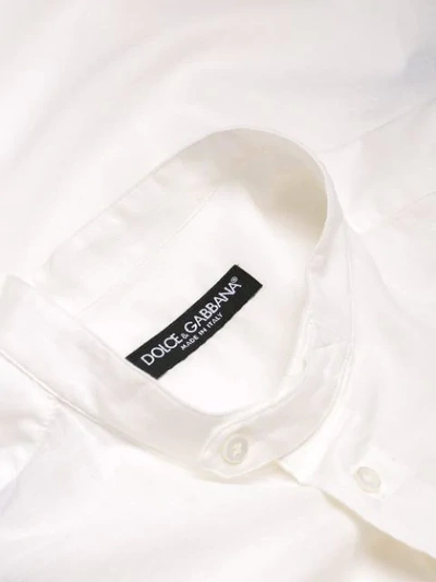 Shop Dolce & Gabbana Mandarin Collar Shirt With Bird Of Paradise Print In White