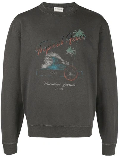 Shop Saint Laurent Tropical Fever Print Sweatshirt In Grey