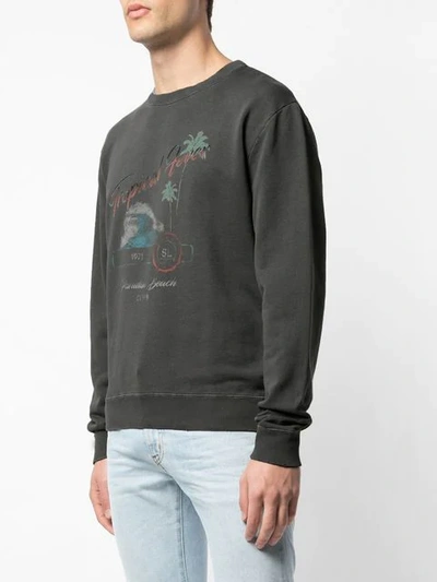 Shop Saint Laurent Tropical Fever Print Sweatshirt In Grey