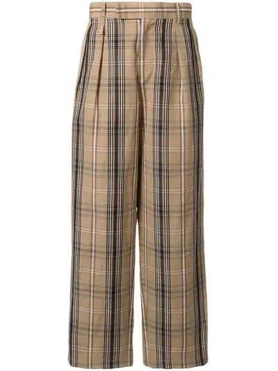 A(LEFRUDE)E 格纹长裤 - 棕色