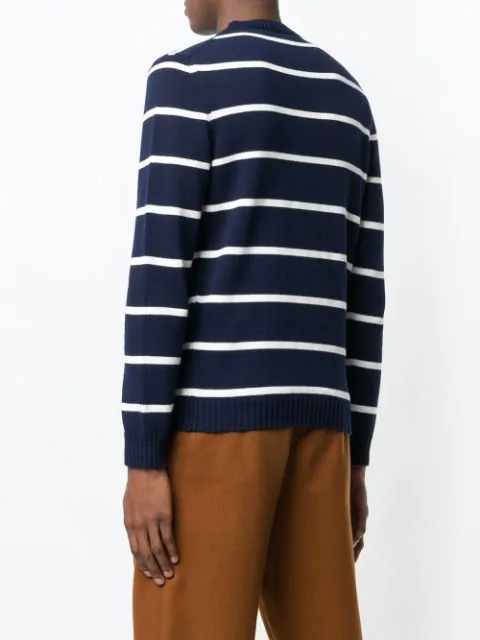 Mp Massimo Piombo Striped Fine Knit Sweater In Blue | ModeSens