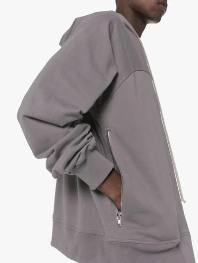 Shop Rick Owens Zip-up Hoodie In Grey