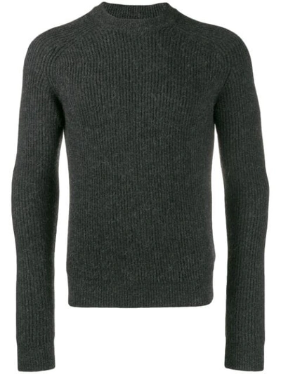 Shop Prada Ribbed Knit Jumper In F0308 Antracite