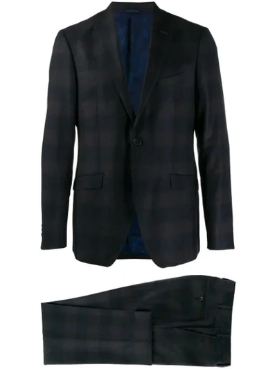 Shop Etro Check Suit In Blue
