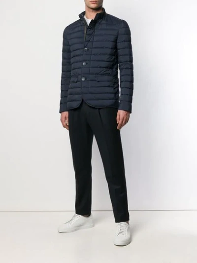 Shop Herno Quilted High Neck Jacket In 9201 Blue