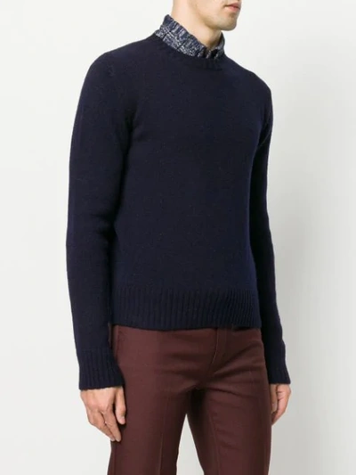 Shop Prada Crew Neck Sweater In Blue