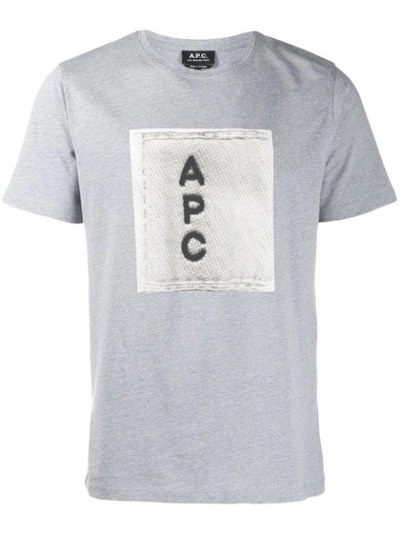 Shop Apc Logo T-shirt In Pla Gris Chine
