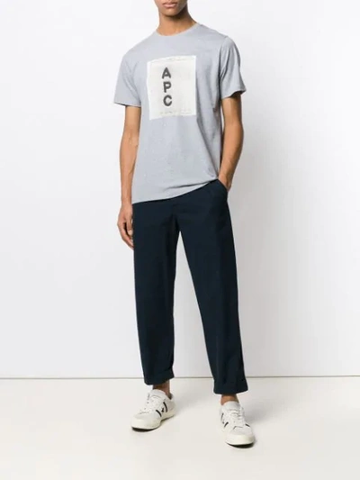 Shop A.p.c. Logo T-shirt In Pla Gris Chine