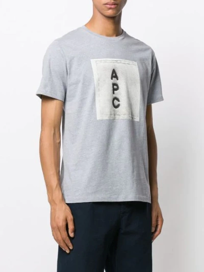 Shop Apc Logo T-shirt In Pla Gris Chine