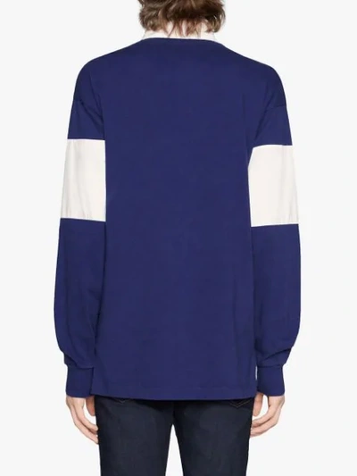 Shop Gucci Oversize Cotton Polo With  Logo In Blue