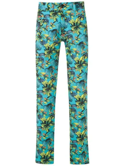 Shop Amir Slama Straight-fit Printed Trousers In Blue