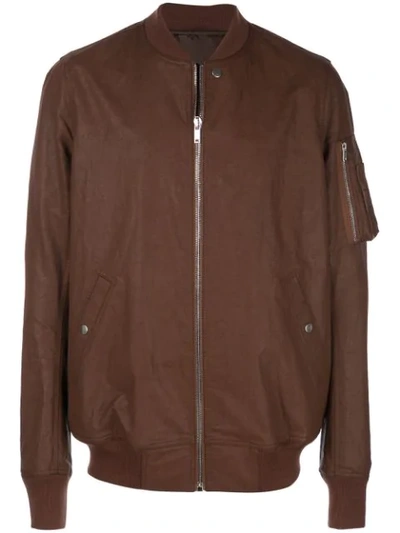 Shop Rick Owens Flight Bomber Jacket In Brown