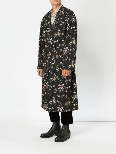Shop Haider Ackermann Floral Printed Coat In Black