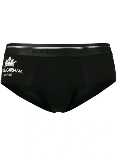 Shop Dolce & Gabbana Logo Print Briefs In Black