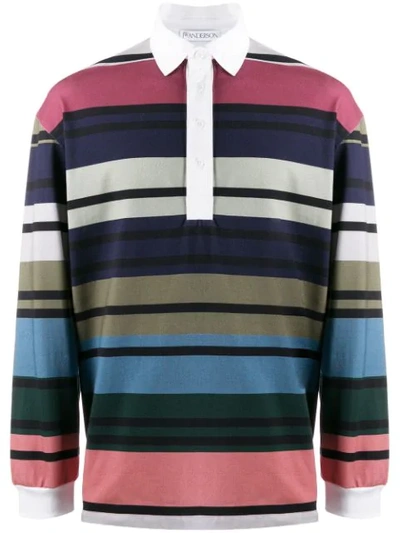 Shop Jw Anderson Striped Rugby Jersey Polo Shirt In Multicolour