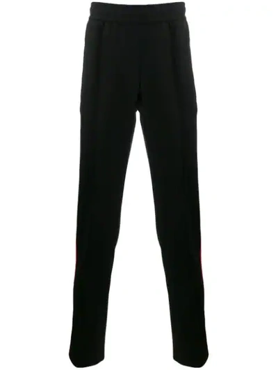 Shop Versace Contrast Piped Track Pants In Black