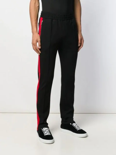 Shop Versace Contrast Piped Track Pants In Black
