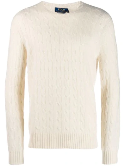 Shop Polo Ralph Lauren Cable Knit Jumper In 044 White