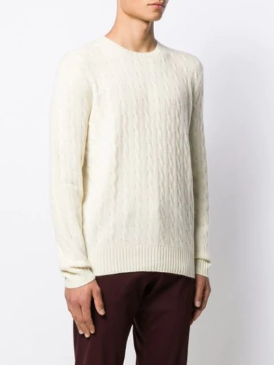 Shop Polo Ralph Lauren Cable Knit Jumper In 044 White