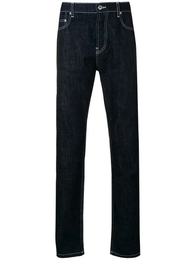 Shop Kenzo Contrast Stitched Jeans In Blue