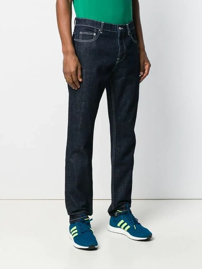 Shop Kenzo Contrast Stitched Jeans In Blue