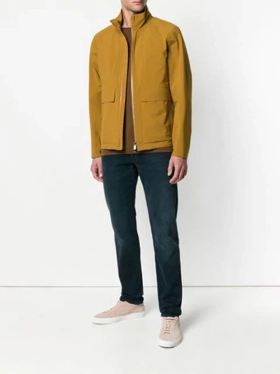 Shop Z Zegna Oversized Pockets Zipped Jacket In Yellow