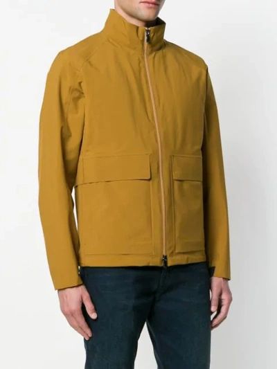 Shop Z Zegna Oversized Pockets Zipped Jacket In Yellow