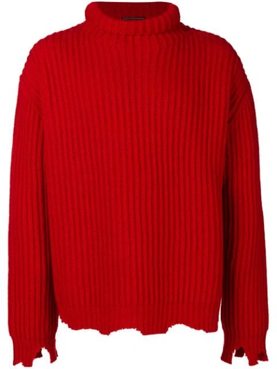 Shop Paura Loose Fitted Sweater - Red