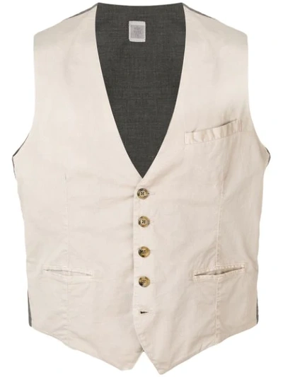 Shop Eleventy Single Breasted Waistcoat In Neutrals