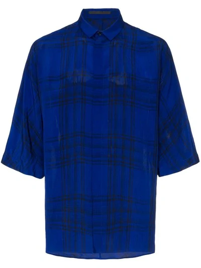 Check Print Kimono Shirt In Blue