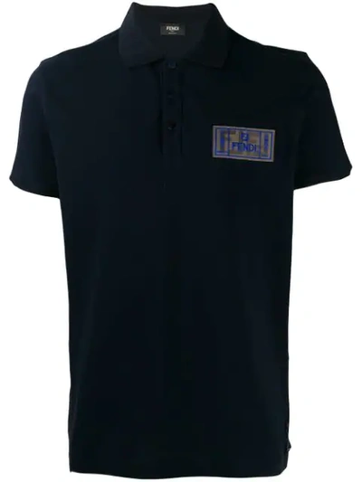 Shop Fendi Ff Roma Amor Patch Polo Shirt In F0v6w Blue