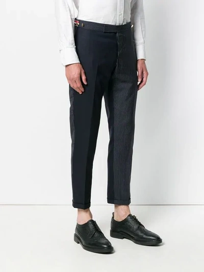 Shop Thom Browne Fun-mix Pinstripe Skinny-fit Trouser In Blue