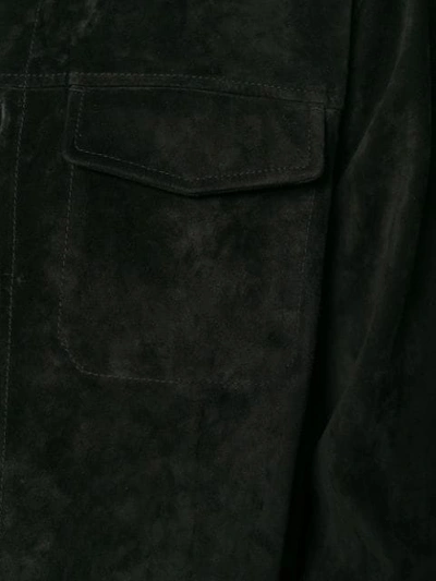 Shop Ajmone Buttoned Suede Jacket In Black