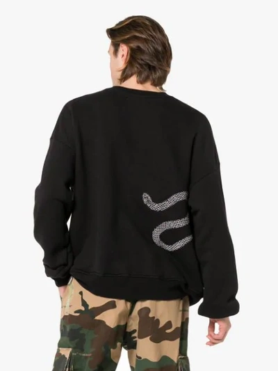 AMIRI SNAKE APPLIQUE COTTON SWEATSHIRT - 黑色