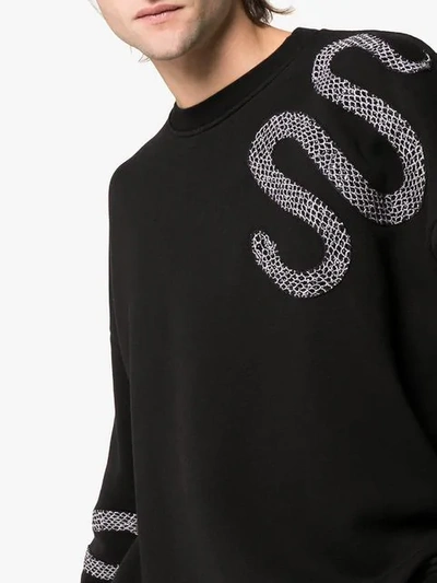 Shop Amiri Snake Applique Cotton Sweatshirt In Black