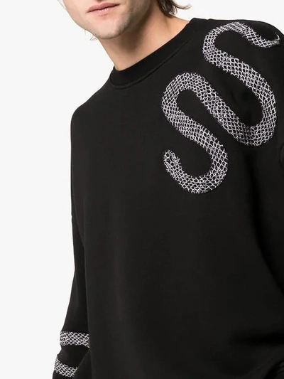 AMIRI SNAKE APPLIQUE COTTON SWEATSHIRT - 黑色