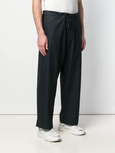Shop Oamc Drawstring Straight Trousers In Blue